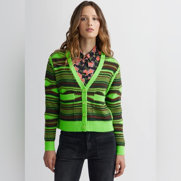 Manoush Sweaters - Manoush Orla Cardigan Sweater Graphic Knit Designer Womens M